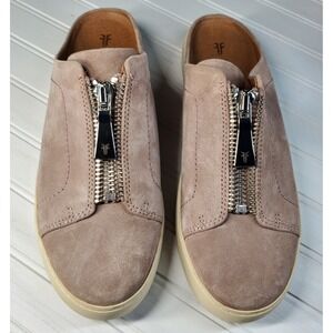 Frye Women's Size 9 Lena Suede Leather Mule Zip Sneakers Brown Slip On Zippers